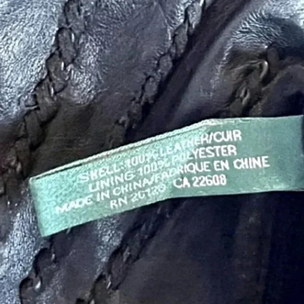 Lauren Ralph Lauren | Genuine Leather Pickstitch Lined Gloves | Size: XL - Picture 5 of 5